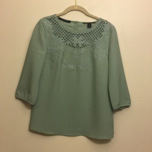 Beautiful Light Teal Embroidered Blouse